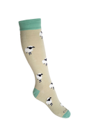 Green themed Valais blacknose sheep welly socks.