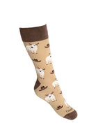 Brown Themed Western Bull Crew Socks 